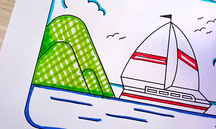 Étape 2 pour colorier avec des marqueurs