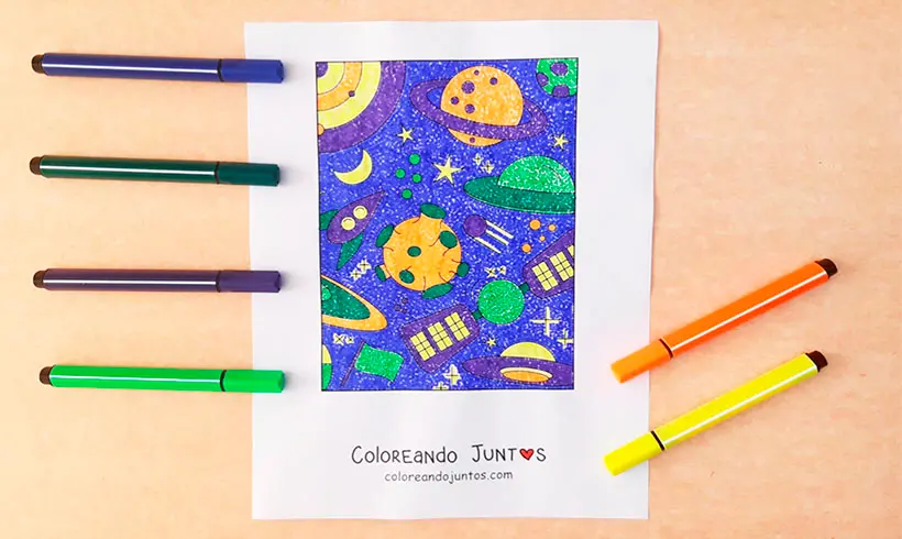 Coloriage de satellite colorié par Colorions Ensemble