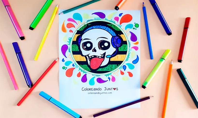 Coloriage de casque audio colorié par Colorions Ensemble