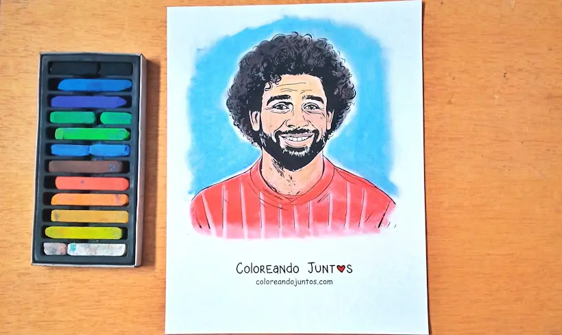 Coloriage de Mohamed Salah colorié par Colorions Ensemble