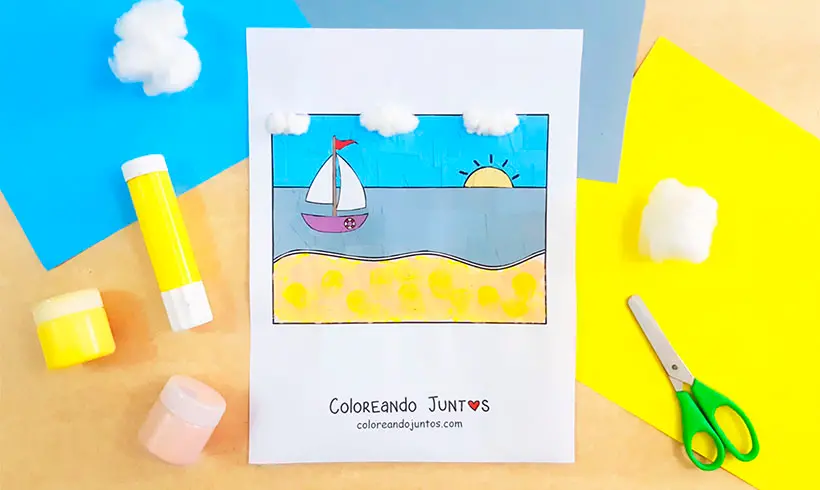 Coloriage de plage colorié par Colorions Ensemble