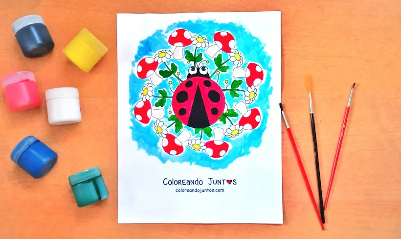 Coloriage de mandala kawaii colorié par Colorions Ensemble