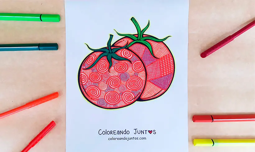 Coloriage de tomates colorié par Colorions Ensemble