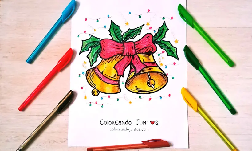 Coloriage de cloches de Noël colorié par Colorions Ensemble