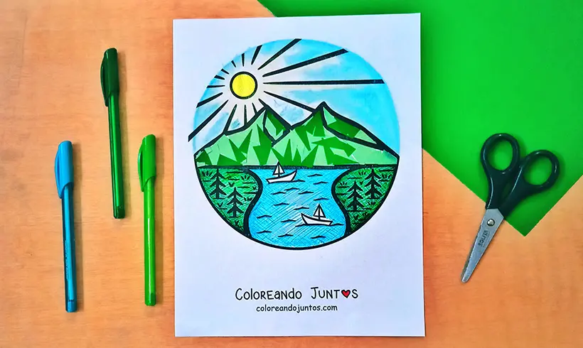 Coloriage de lac colorié par Colorions Ensemble