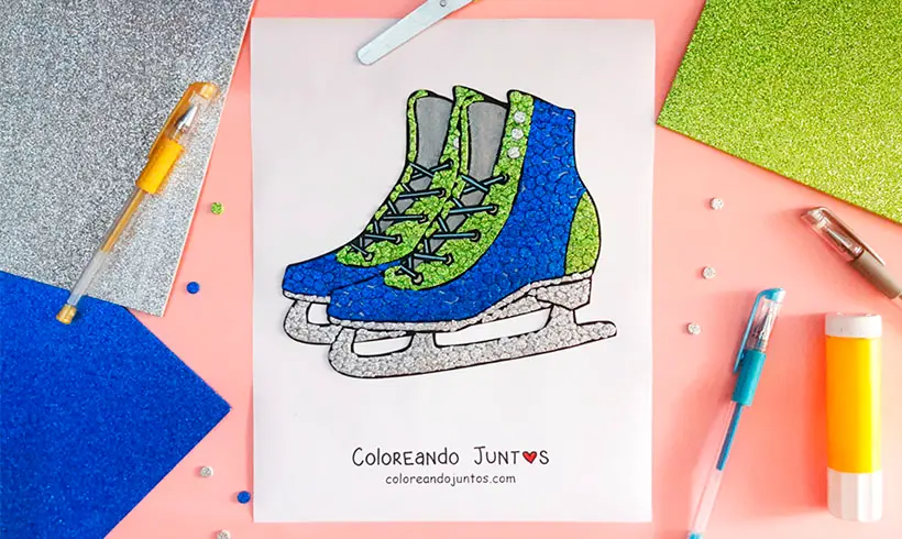 Coloriage de patinage colorié par Colorions Ensemble