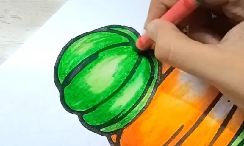 Étape 4 pour colorier avec des pastels à l’huile