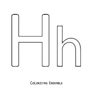 Image à colorier d'une lettre H majuscule et minuscule, facile