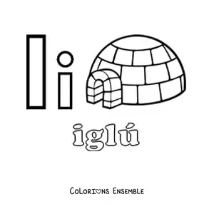 Image à colorier de la lettre I comme igloo