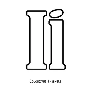 Image à colorier d'une grande lettre I majuscule et minuscule