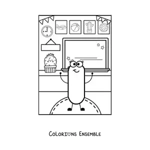 Image à colorier de la lettre I animée à l'école