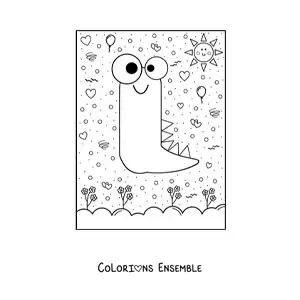 Image à colorier de la lettre I animée en forme de monstre de dessin animé