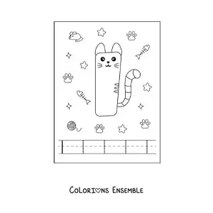 Image à colorier de la lettre I animée en forme de chat