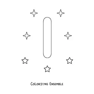 Image à colorier d'une lettre I majuscule avec des étoiles
