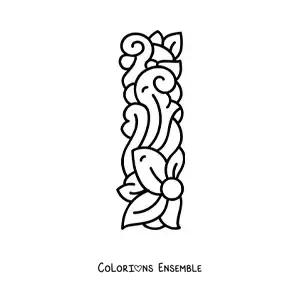 Image à colorier d'une lettre I majuscule décorée