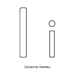Image à colorier d'une lettre I majuscule et minuscule, facile