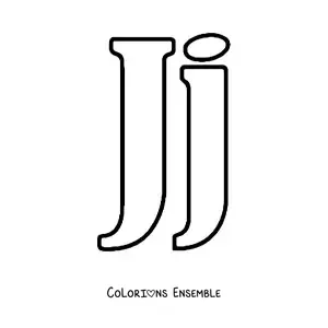 Image à colorier d'une grande lettre J majuscule et minuscule