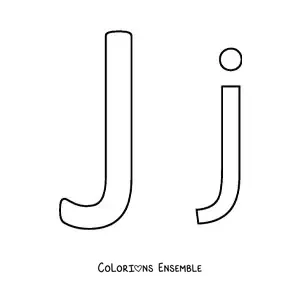 Image à colorier d'une lettre J majuscule et minuscule, facile