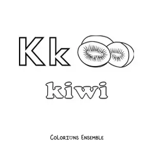Image à colorier de la lettre K comme kiwi
