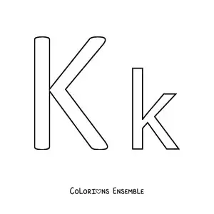 Image à colorier d'une lettre K majuscule et minuscule, facile