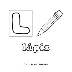 Image à colorier de la lettre L comme crayon
