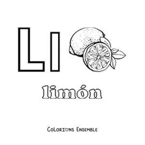 Image à colorier de la lettre L comme citron