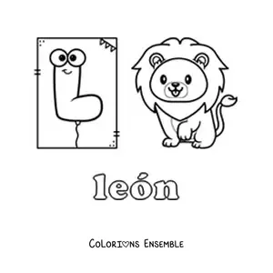 Image à colorier de la lettre L comme lion
