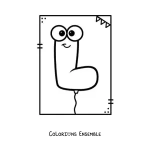 Image à colorier de la lettre L animée en forme de ballon
