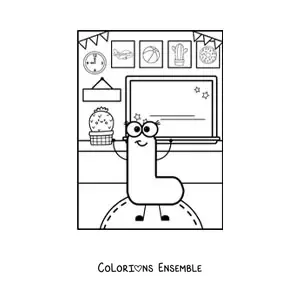 Image à colorier de la lettre L animée à l’école