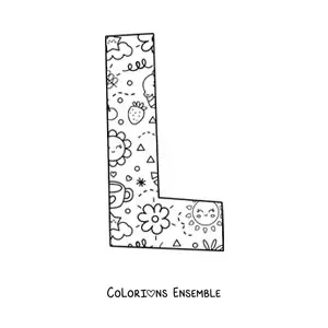 Image à colorier de la lettre L en dessin animé