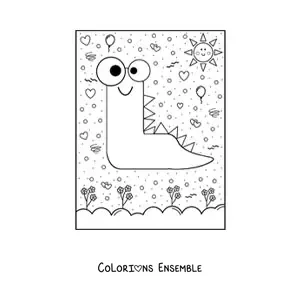 Image à colorier de la lettre L animée en forme de monstre de dessin animé