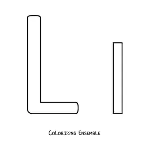 Image à colorier de la lettre L majuscule et minuscule, facile