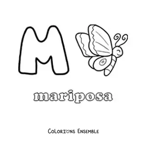 Image à colorier du M de papillon