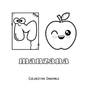 Image à colorier du M de pomme