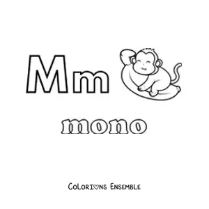 Image à colorier du M de singe