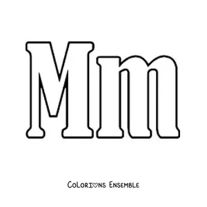 Image à colorier de la lettre M majuscule et minuscule en grand