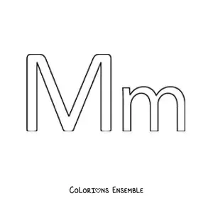 Image à colorier de la lettre M majuscule et minuscule, facile