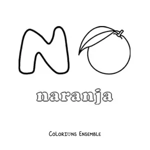 Image à colorier du N de orange