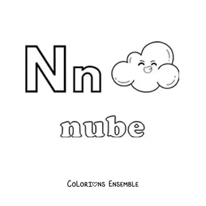 Image à colorier du N de nuage