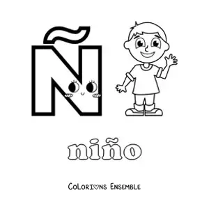 Image à colorier du Ñ de « niño » (garçon)