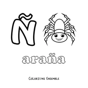 Image à colorier du Ñ de « araña » (araignée)