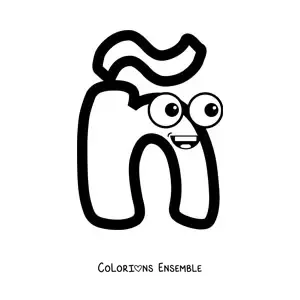 Image à colorier de la lettre ñ minuscule animée