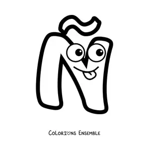 Image à colorier de la lettre Ñ majuscule animée