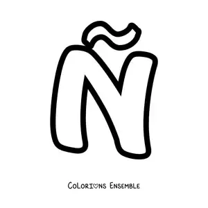 Image à colorier de la lettre Ñ majuscule en grand