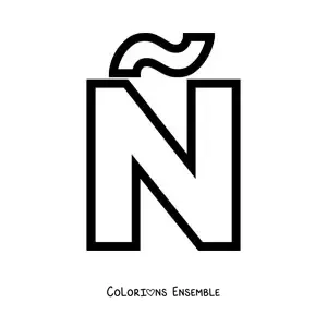Image à colorier de la lettre Ñ majuscule, facile