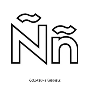 Image à colorier de la lettre Ñ majuscule et minuscule