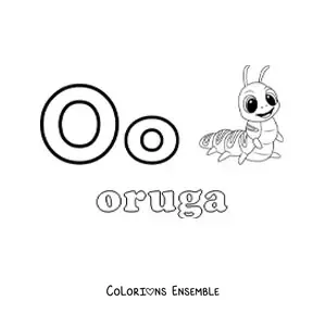 Image à colorier du O de chenille