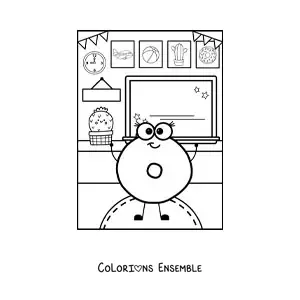 Image à colorier de la lettre O animée à l’école