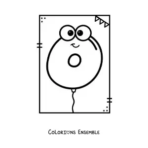 Image à colorier de la lettre O animée en forme de ballon