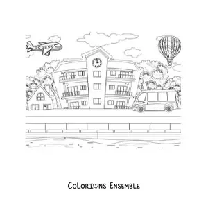 Image à colorier d'un transport scolaire